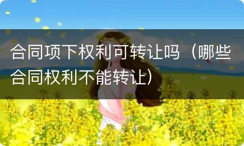 合同项下权利可转让吗（哪些合同权利不能转让）