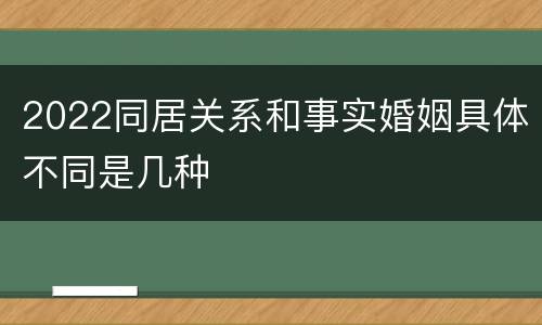 2022同居关系和事实婚姻具体不同是几种