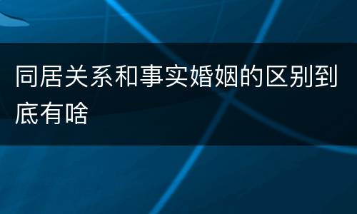 同居关系和事实婚姻的区别到底有啥