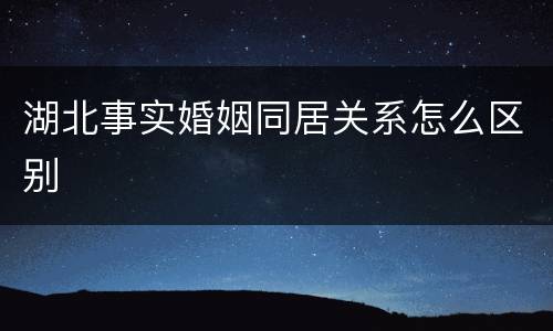 湖北事实婚姻同居关系怎么区别