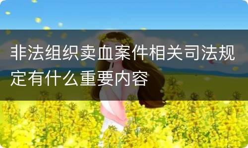 非法组织卖血案件相关司法规定有什么重要内容