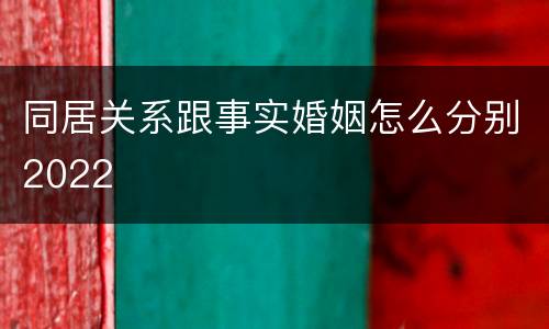 同居关系跟事实婚姻怎么分别2022