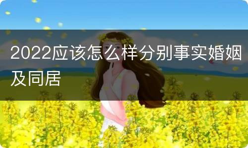2022应该怎么样分别事实婚姻及同居