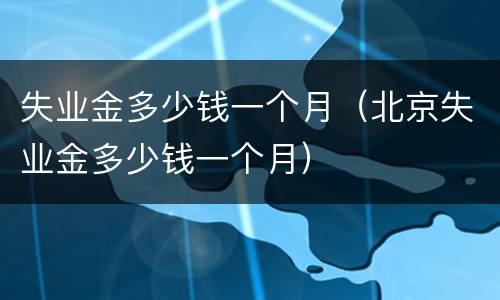失业金多少钱一个月（北京失业金多少钱一个月）