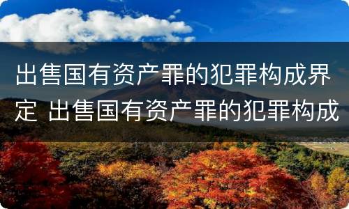 出售国有资产罪的犯罪构成界定 出售国有资产罪的犯罪构成界定为
