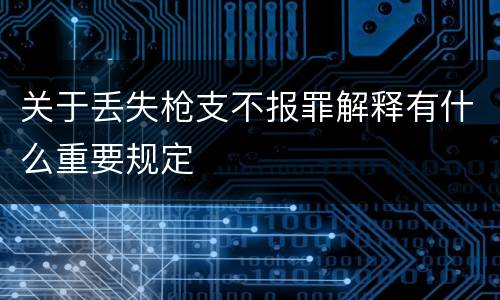 关于丢失枪支不报罪解释有什么重要规定