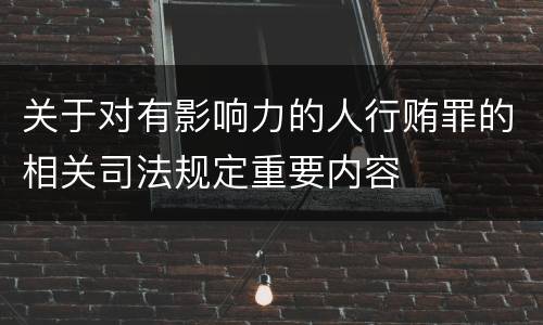 关于对有影响力的人行贿罪的相关司法规定重要内容