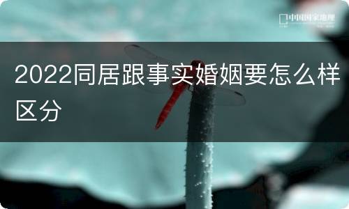 2022同居跟事实婚姻要怎么样区分