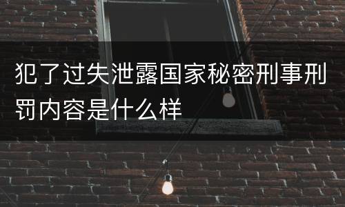 犯了过失泄露国家秘密刑事刑罚内容是什么样