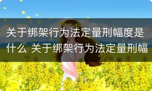 关于绑架行为法定量刑幅度是什么 关于绑架行为法定量刑幅度是什么规定