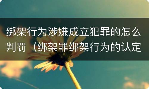绑架行为涉嫌成立犯罪的怎么判罚（绑架罪绑架行为的认定）