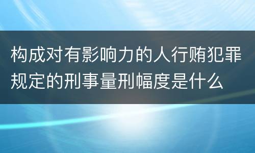 构成对有影响力的人行贿犯罪规定的刑事量刑幅度是什么