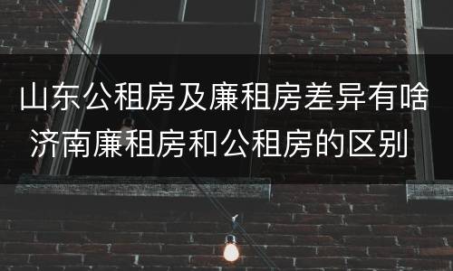 山东公租房及廉租房差异有啥 济南廉租房和公租房的区别