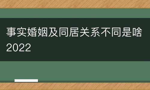 事实婚姻及同居关系不同是啥2022