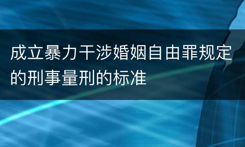 成立暴力干涉婚姻自由罪规定的刑事量刑的标准