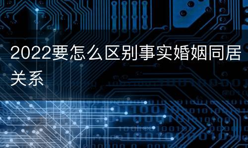 2022要怎么区别事实婚姻同居关系