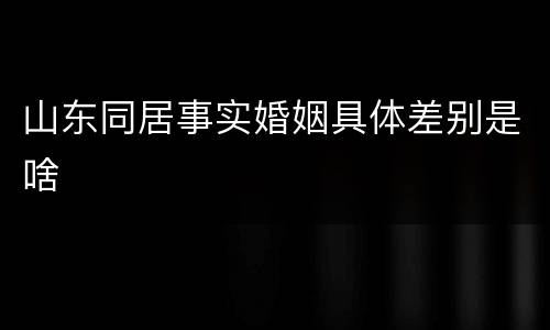 山东同居事实婚姻具体差别是啥