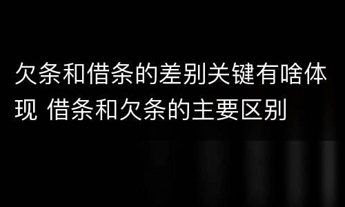 欠条和借条的差别关键有啥体现 借条和欠条的主要区别