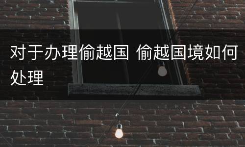 对于办理偷越国 偷越国境如何处理