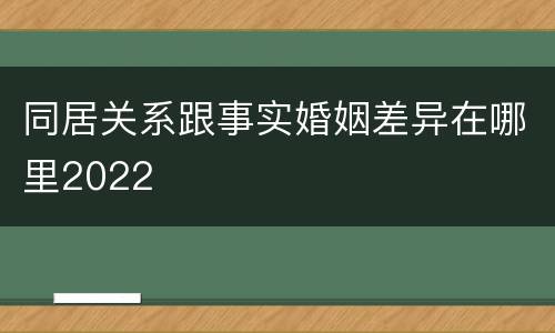 同居关系跟事实婚姻差异在哪里2022