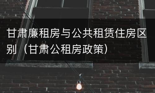 甘肃廉租房与公共租赁住房区别（甘肃公租房政策）