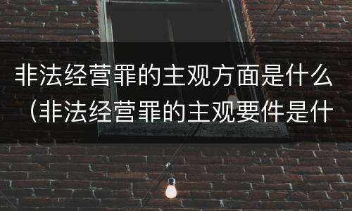 非法经营罪的主观方面是什么（非法经营罪的主观要件是什么）