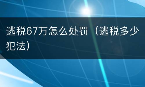 逃税67万怎么处罚（逃税多少犯法）