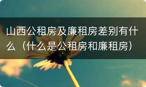 山西公租房及廉租房差别有什么（什么是公租房和廉租房）
