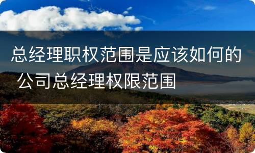 总经理职权范围是应该如何的 公司总经理权限范围