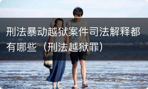 刑法暴动越狱案件司法解释都有哪些（刑法越狱罪）