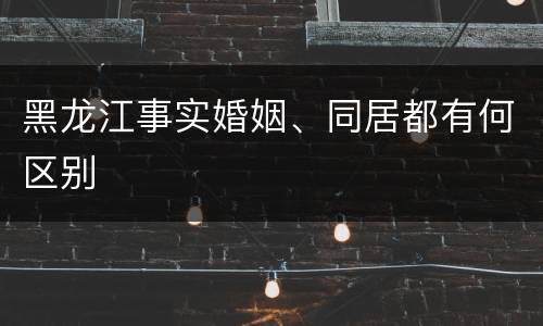 黑龙江事实婚姻、同居都有何区别