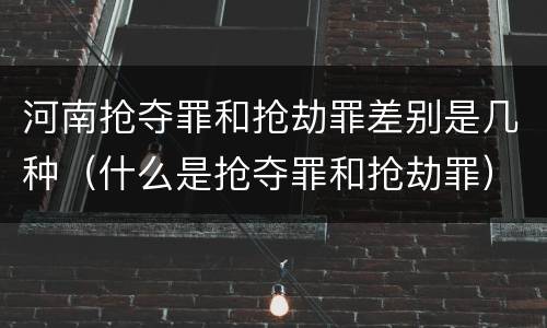 河南抢夺罪和抢劫罪差别是几种（什么是抢夺罪和抢劫罪）