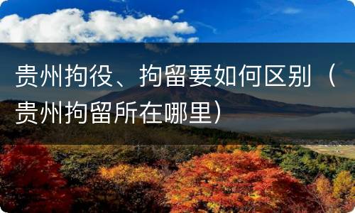 贵州拘役、拘留要如何区别（贵州拘留所在哪里）