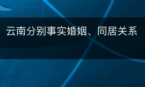 云南分别事实婚姻、同居关系