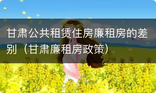甘肃公共租赁住房廉租房的差别（甘肃廉租房政策）