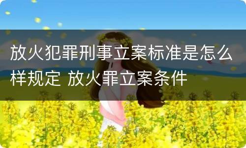 放火犯罪刑事立案标准是怎么样规定 放火罪立案条件