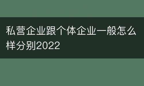 私营企业跟个体企业一般怎么样分别2022
