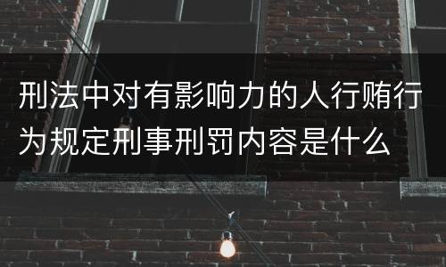 刑法中对有影响力的人行贿行为规定刑事刑罚内容是什么
