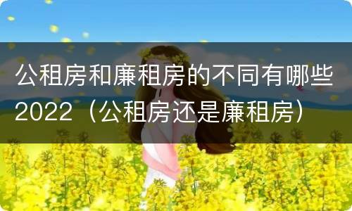 公租房和廉租房的不同有哪些2022（公租房还是廉租房）