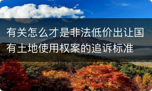 有关怎么才是非法低价出让国有土地使用权案的追诉标准
