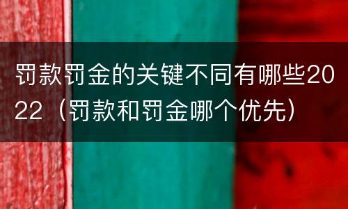 罚款罚金的关键不同有哪些2022（罚款和罚金哪个优先）