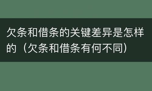 欠条和借条的关键差异是怎样的（欠条和借条有何不同）