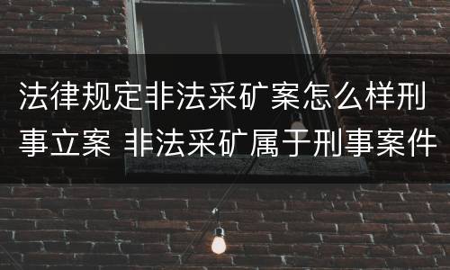 法律规定非法采矿案怎么样刑事立案 非法采矿属于刑事案件吗