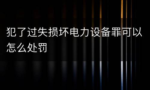 犯了过失损坏电力设备罪可以怎么处罚