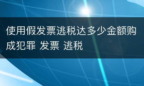 使用假发票逃税达多少金额购成犯罪 发票 逃税