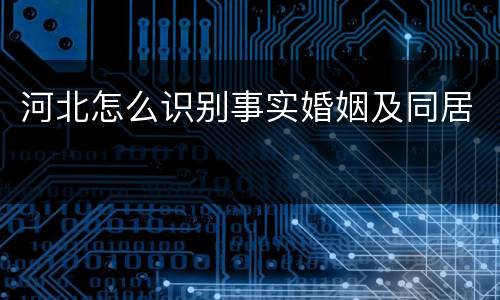 河北怎么识别事实婚姻及同居