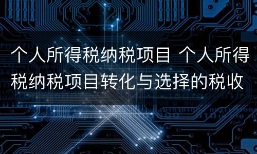个人所得税纳税项目 个人所得税纳税项目转化与选择的税收筹划