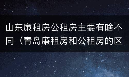 山东廉租房公租房主要有啥不同（青岛廉租房和公租房的区别）