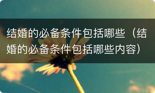 结婚的必备条件包括哪些（结婚的必备条件包括哪些内容）