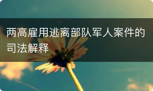 两高雇用逃离部队军人案件的司法解释